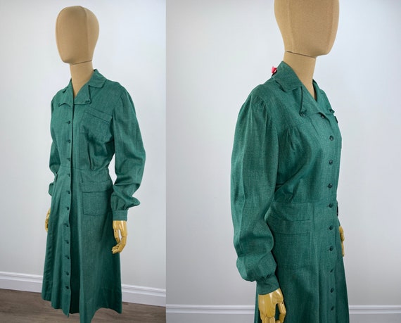 Vintage 1940s Green Girl Scout Uniform Dress.  Gr… - image 2