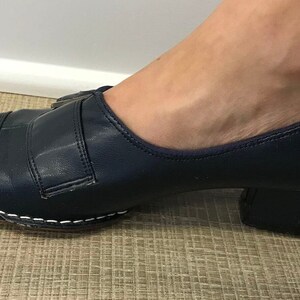 Vintage 1960s Easy Street Navy Blue Leather Shoes Size 75/8 image 9