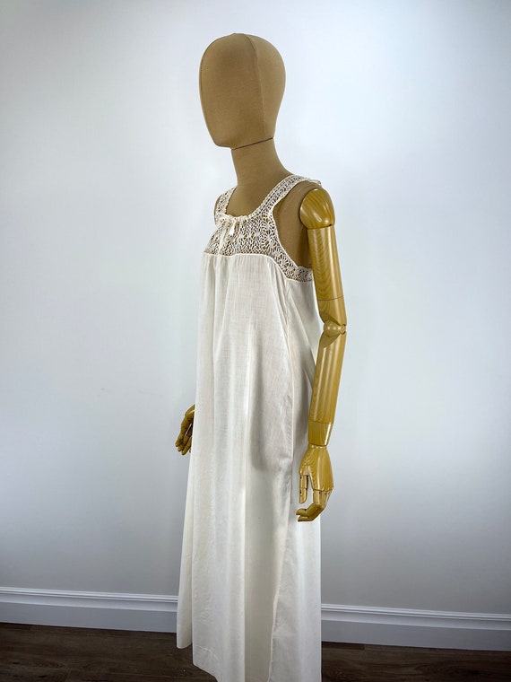 Vintage Early 20th Century Ivory Cotton Chemise w… - image 3