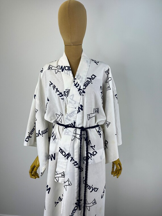 Vintage Yukata/Summer Unisex Kimono in White Cott… - image 7