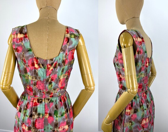 Vintage 1960s Red, Pink, Green and Chocolate Floc… - image 9