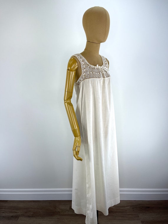 Vintage Early 20th Century Ivory Cotton Chemise w… - image 4