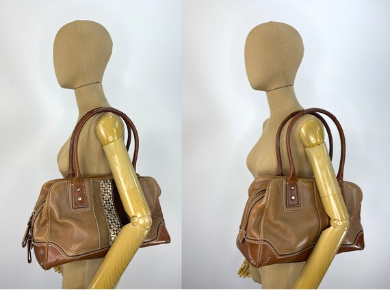 Vintage 2000s Tan and Brown Leather Coach Tote Bag - image 3