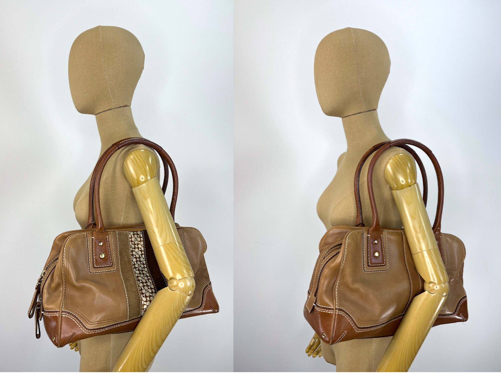 Vintage 2000s Tan and Brown Leather Coach Handbag - Etsy