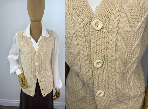 Vintage French Vanilla Wool Knit Cardigan Sweater… - image 2