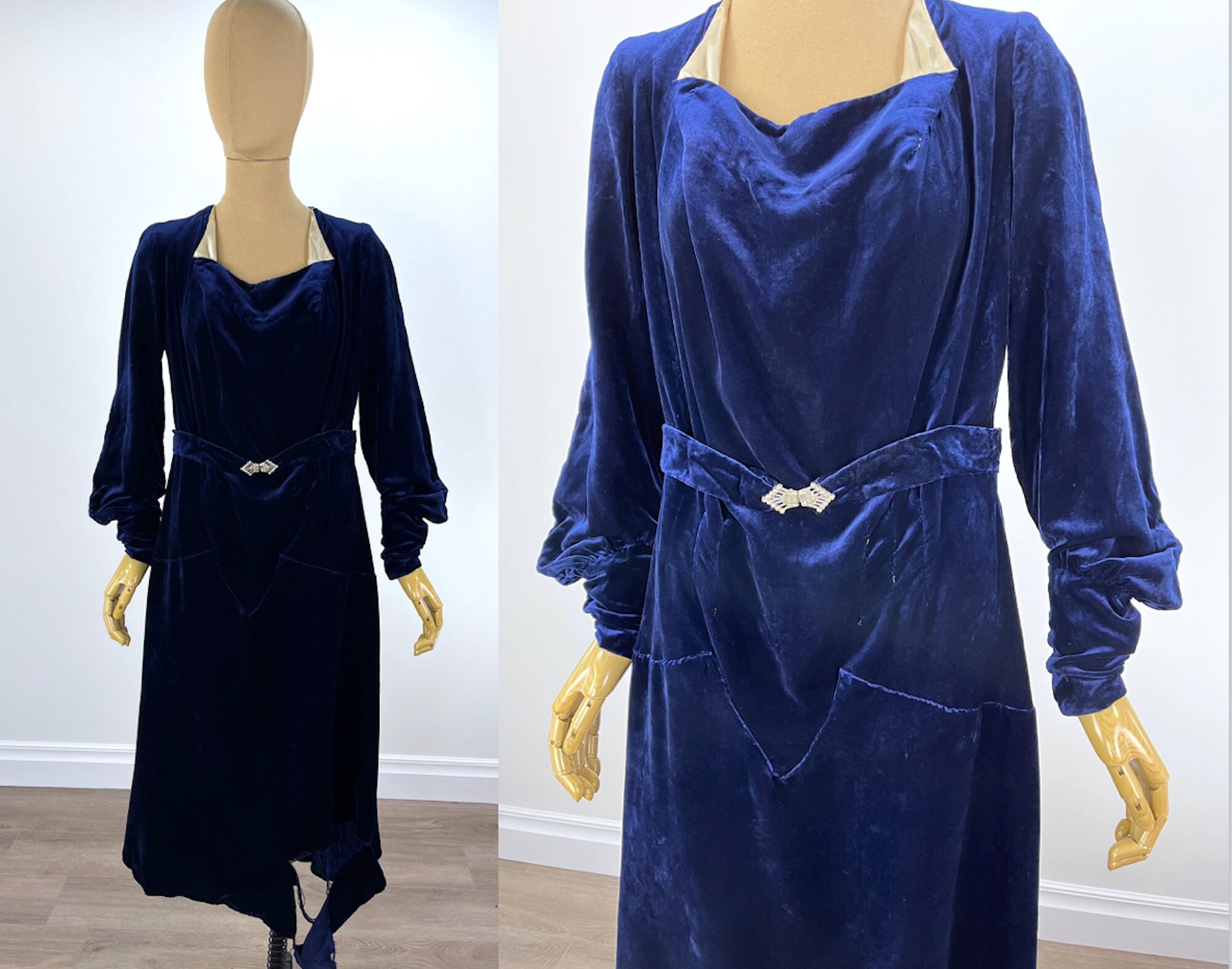 Blue velvet vintage dress deals