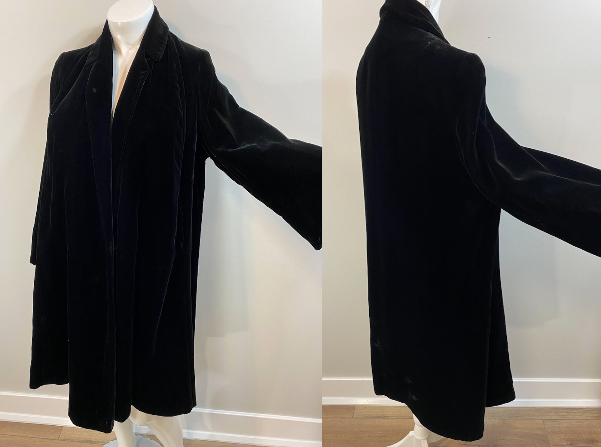 Vintage 1930s Black Silk Velvet Opera Coat. 1930s Unisex | Etsy