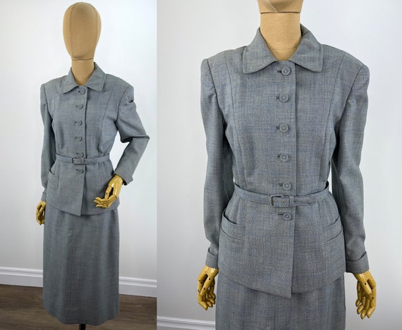 Vintage Late 1940s/Early 1950s Stone Blue Skirt S… - image 1