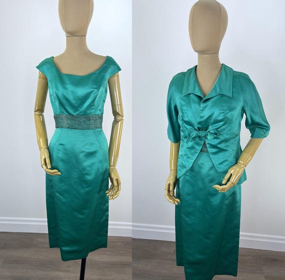 Vintage Late 1950s/early 1960s Emerald Green Evening Suit Including Wiggle  Dress With Beaded Waist and Jacket by Bramson - Etsy