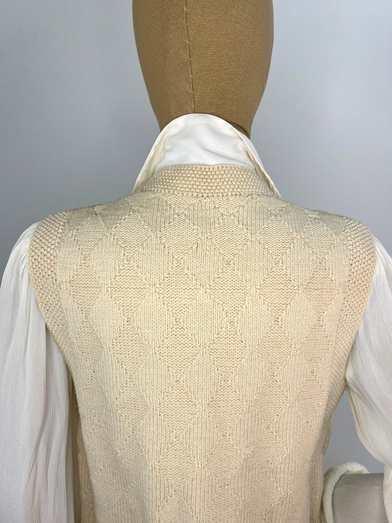 Vintage French Vanilla Wool Knit Cardigan Sweater… - image 9