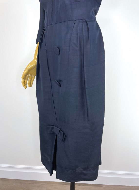 Vintage Late 1950s/Early 1960s Deep Navy Blue Sil… - image 6