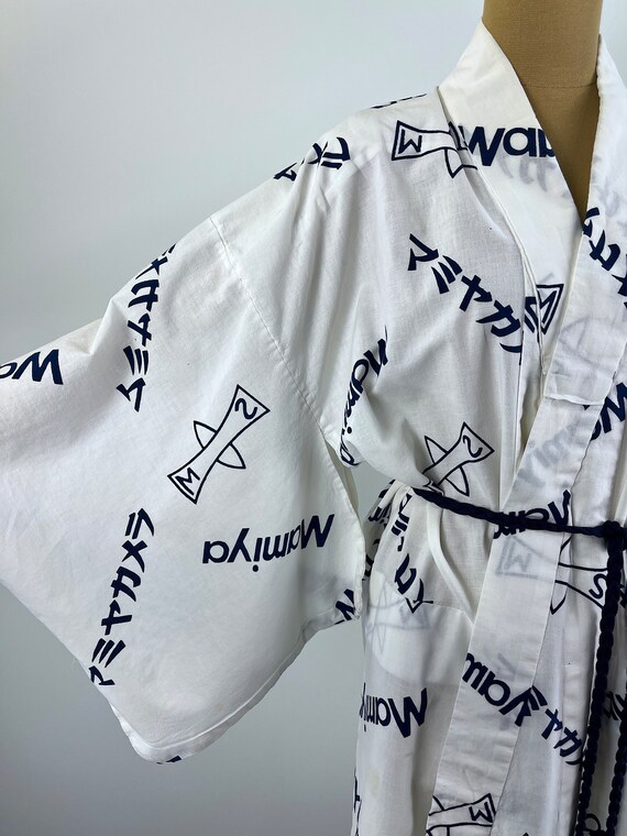 Vintage Yukata/Summer Unisex Kimono in White Cott… - image 6