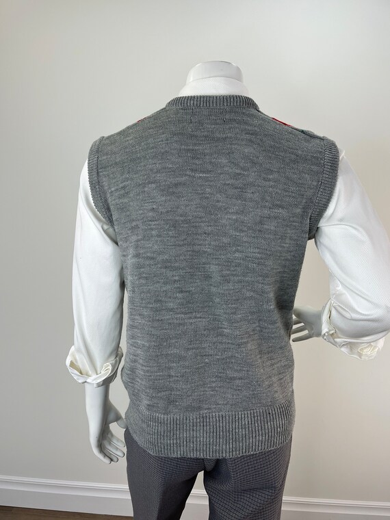 Vintage 1980s Men's Argyle Sweater Vest In Grey, … - image 7