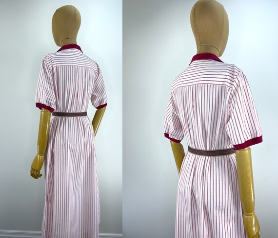 Vintage 1990s White with Raspberry Stripe Izod Dr… - image 3