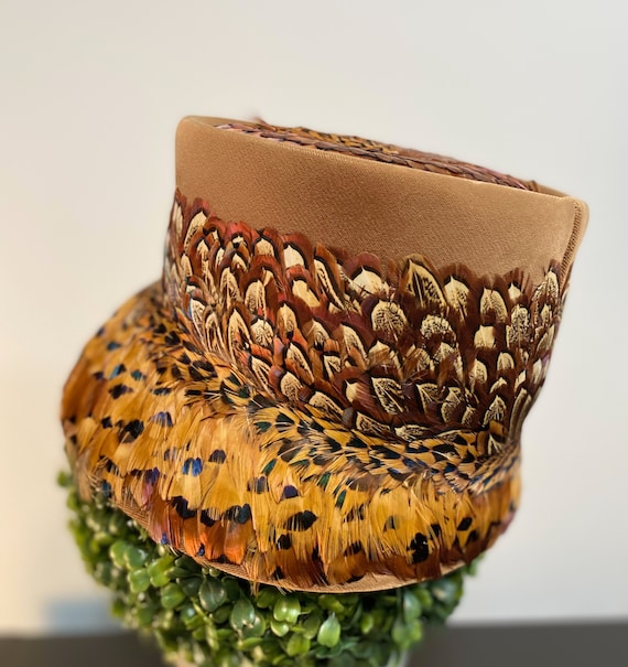 Vintage 1960s Brown Velvet Bucket Hat Covered With Gorgeous  display picture 3