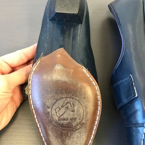 Vintage 1960s Easy Street Navy Blue Leather Shoes Size 75/8 image 8