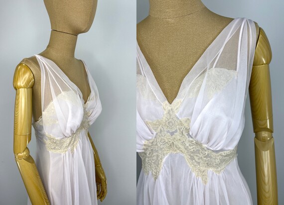 Vintage 1950s/1950s Pale Pink Negligee with Lace … - image 7