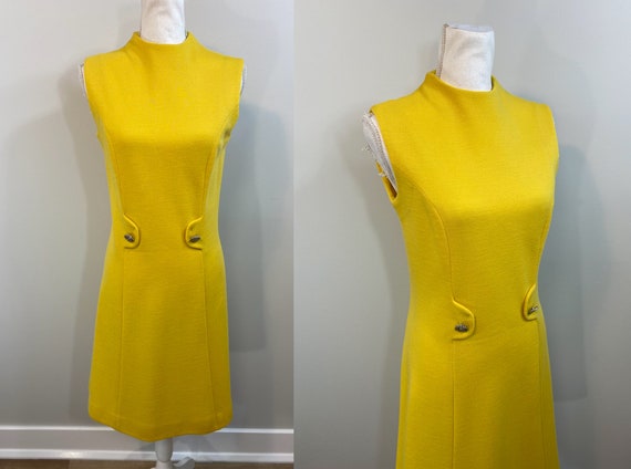 Vintage Canary Yellow Sheath Dress. 1960s Joyce M