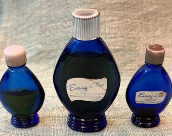 Frascos de colonia Bourjois Cobalt Blue de la colección Vintage Evening in Paris (Juego de 3 - Descatalogado)
