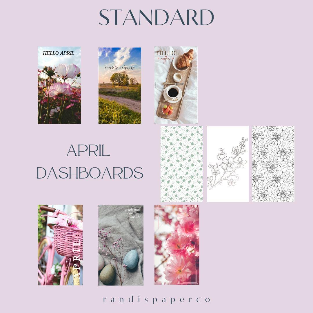 STANDARD April Dashboard Set | Floral Planner Dashboards | Spring Time ...