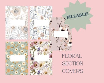 FILLABLE Pocket Size Boho Floral Section Covers