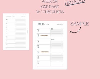 PERS. WIDE Week On One Page with Checklists