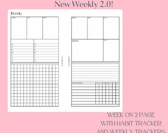 PERSONAL Week On Two Page | Habit Tracker | Weekly Tracker | Notes | and Grid