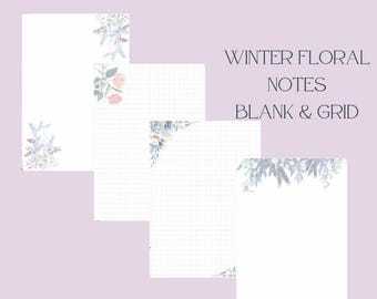 A6 Winter Floral Notes | Printable Planner Inserts