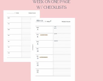 A6  Week On One Page with Checklists