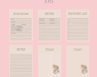 MISC PLANNER CARDS | Notes cards | Recipe cards | Book Review Cards