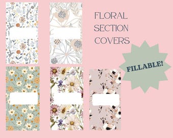FILLABLE Personal Size Boho Floral Section Covers
