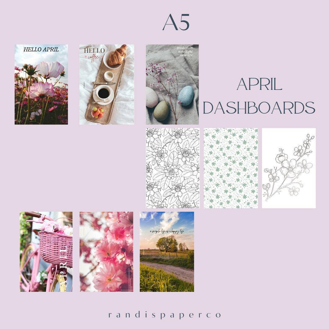 A5 April Dashboard Set | Floral Dashboards | Printable Planner Inserts ...