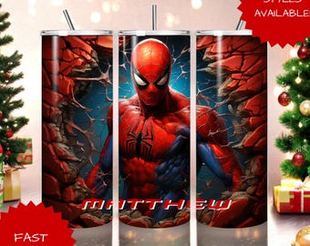Gobelet/bouteille de Noël araignée super-héros personnalisé