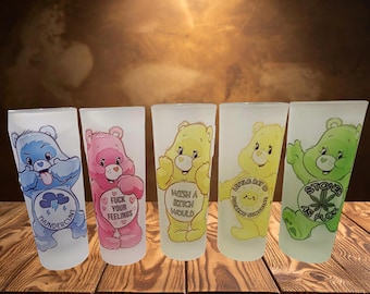 Personalized Swear Bears Shot Glasses PICK YOUR BEAR Adult Don’t Care Bear Gift