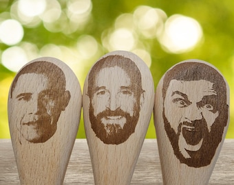 Personalized Face Engraved Wooden Spoon