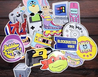 Retro 90s Waterproof Sticker Pack – Nostalgic Decals