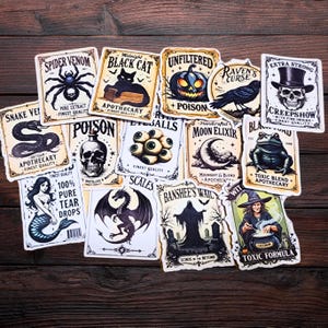 Apothecary Potion Bottle Labels | Waterproof Vinyl Stickers (15 Count)