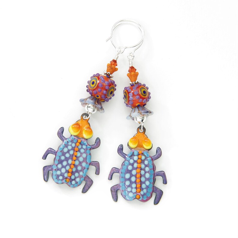 Animal lover gift Bohemian Earrings Bugs lover gift Love bug Earring Cockroach Earring Enamel Bug Earring La Cucaracha Bug earrings