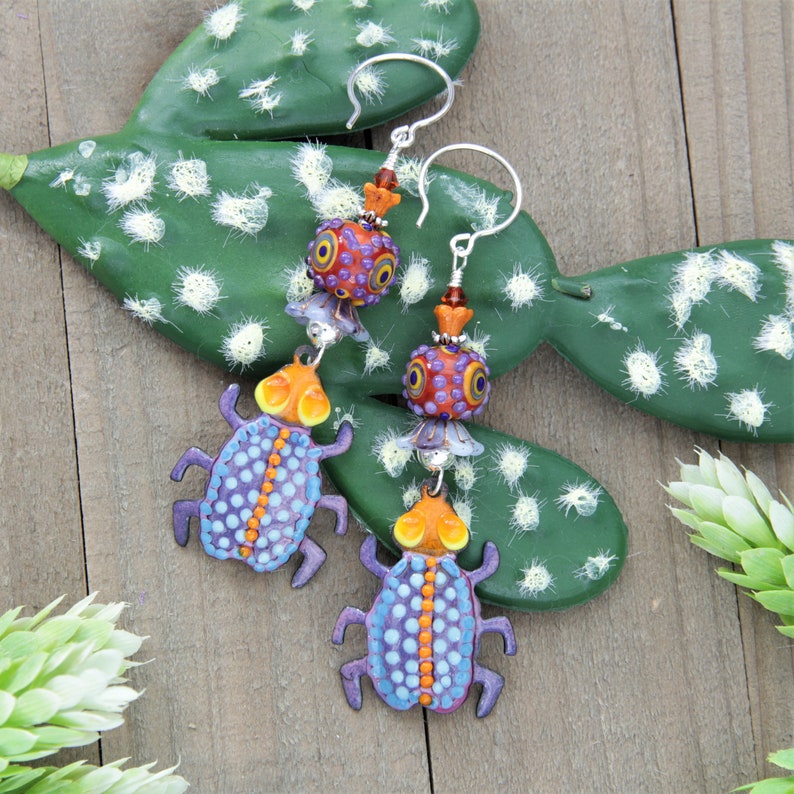 Animal lover gift Bohemian Earrings Bugs lover gift Love bug Earring Cockroach Earring Enamel Bug Earring La Cucaracha Bug earrings