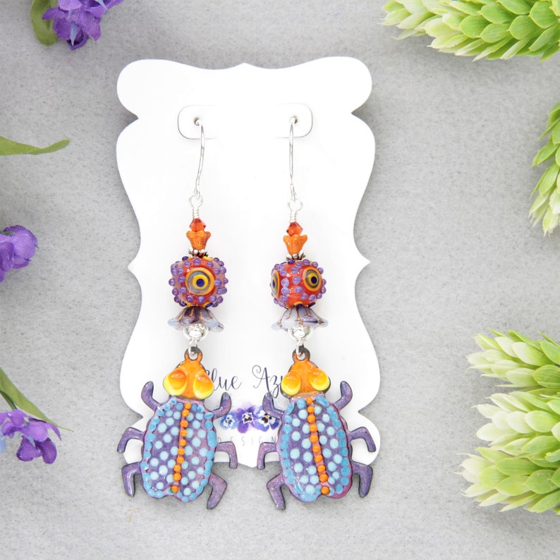 Animal lover gift Bohemian Earrings Bugs lover gift Love bug Earring Cockroach Earring Enamel Bug Earring La Cucaracha Bug earrings