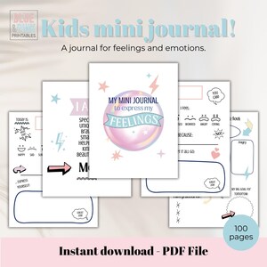 Kids Daily Journal Printable, Feelings & Gratitude Journal, Mindfulness Activity for Kids, Emotional Awareness Worksheet, PDF Download,