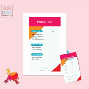 Nail salon appointment price list , Pretend play, printable, Nail salon, Pretend nail salon, Download printable, Store sign, JPEG file,