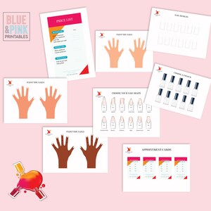 Nail salon preten play SET 8 pages, Pretend play, printable, Nail salon, Pretend nail salon, Download printable, Store sign, JPEG file,