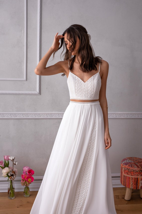 Buy Modern Chic two-piece Boho Dress Beach Wedding Online in India - Etsy