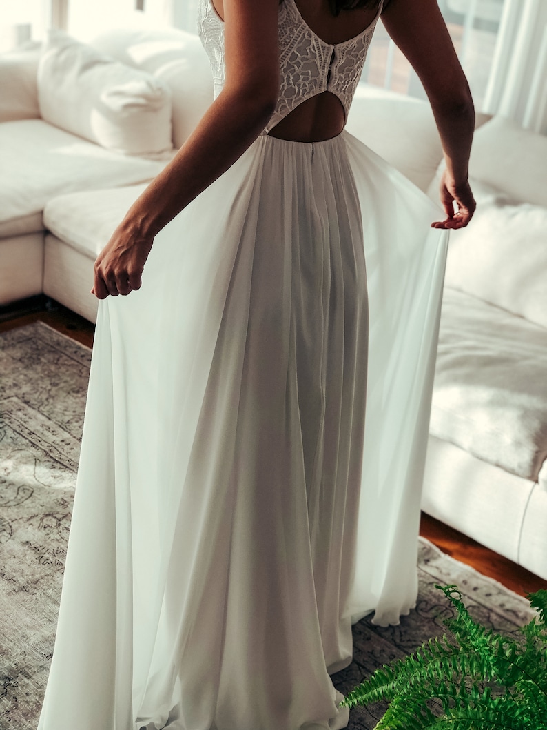 Open Back Wedding Dress Crochet Lace Halter Gown Back Etsy