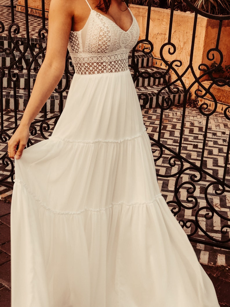 Offene zurück Hochzeitskleid BOHO Kleid Strand Hochzeit | Etsy
