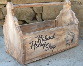 Wooden beekeeper toolbox Beemaster honey box Honey shop stand