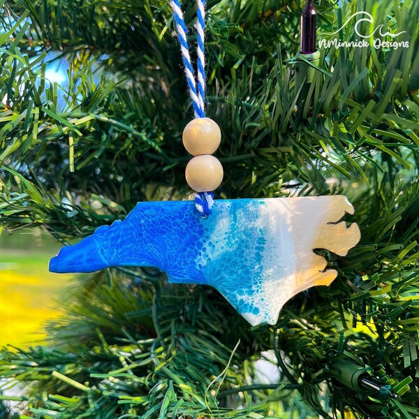 North Carolina Ornament, Outer Banks Ornament, Carolina Beach, Wilmington Beach, Nags Head Beach Ornament, Coastal Christmas Ornament