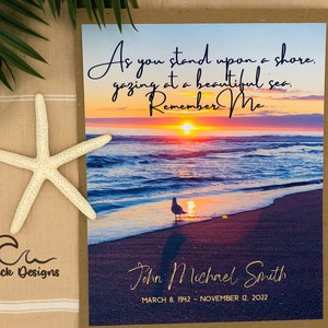 Beach Memorial Print with Poem, Bereavement Gift, In Loving Memory, Remembrance Gift, Sunrise Memorial Gift, Personalized Condolence Gift,