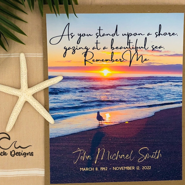 Beach Memorial Print with Poem, Bereavement Gift, In Loving Memory, Remembrance Gift, Sunrise Memorial Gift, Personalized Condolence Gift,